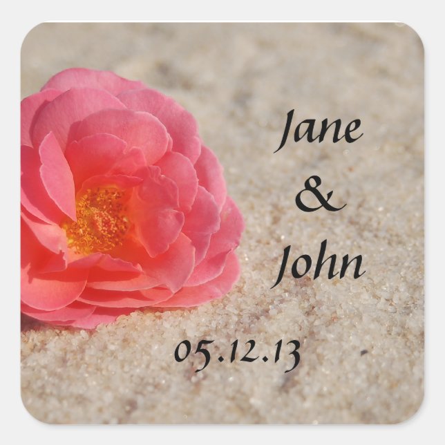 Beach Wedding Favor Stickers - Rocky Beach (Vorderseite)