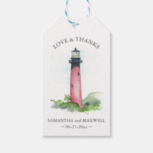 Beach Wedding Favor Tags Wassercolor Leuchtturm Geschenkanhänger