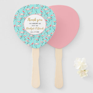 Beach Wedding Flamingo Pink Blue Vielen Dank für I Fächer