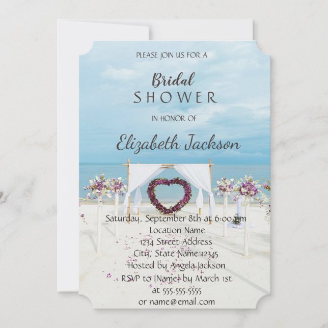 Beach Wedding Floral Arbor Brautparty Einladung (Vorderseite)