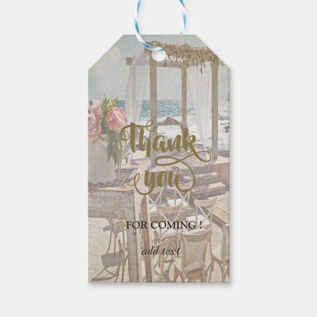 Beach Wedding Floral Retro Arbor Geschenkanhänger (Vorderseite)