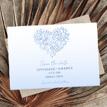 Beach Wedding Foto Save the Date<br><div class="desc">Die Hochzeit in Urlaubsort des Strandes speichert die Dattelkarten ein einfaches, herzförmiges Korallendesign, das mit Ihren Namen, dem Hochzeitstag und dem Ort Ihrer Hochzeit am Strand abgestimmt ist. Fügen Sie Ihr Foto zur Rückseite der Karte hinzu. Wenn Sie ein Foto mit einem vertikalen Layout haben, das Sie verwenden möchten, kontaktieren...</div>
