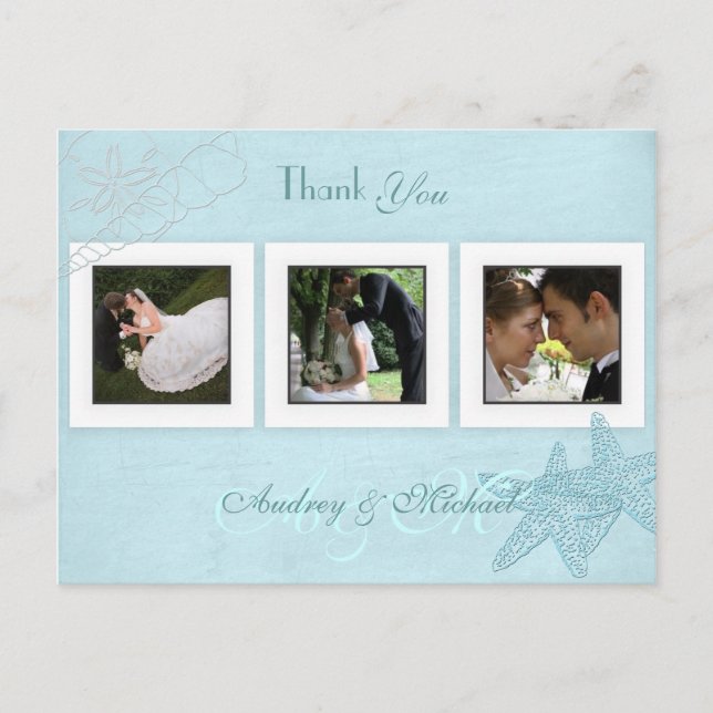 Beach Wedding Fotos Vielen Dank Postkarten (Vorderseite)