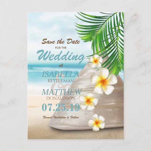 Beach Wedding für Mr. & Mrs Save the Date Ankündigungspostkarte (Vorderseite)