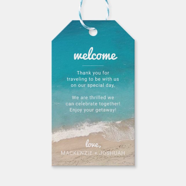 Beach Wedding Gast Vielen Dank und Willkommen Geschenkanhänger (Vorderseite)
