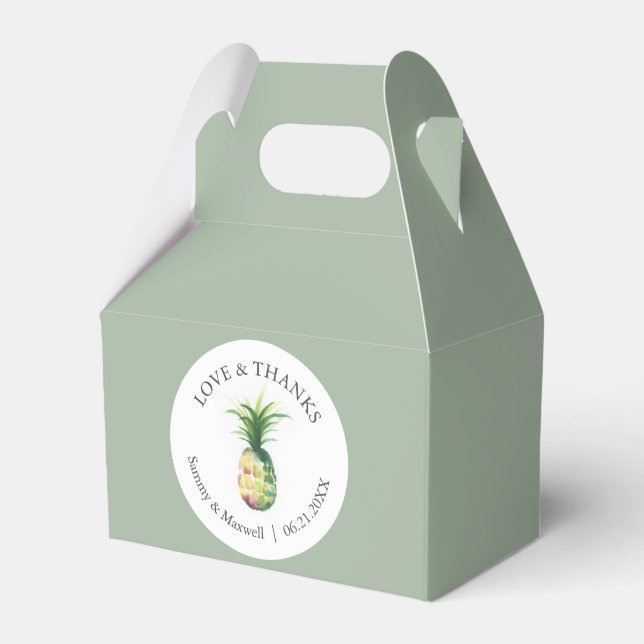 Beach Wedding Gefallen Boxen Wasserfarben Ananas Geschenkschachtel (Vorderseite)