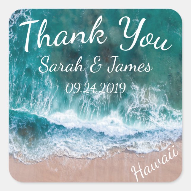 Beach Wedding Gefallen Vielen Dank Sticker (Vorderseite)