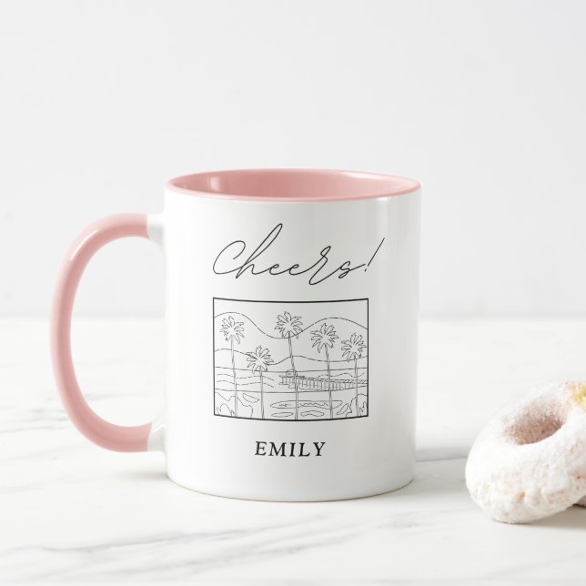 Beach Wedding Geschenk Personalisierte Kaffee Tass Tasse (Mit Donut)