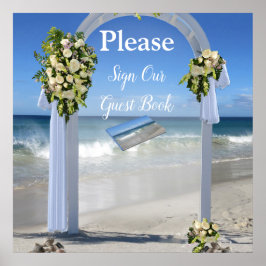 Beach Wedding Guest Book Sign Poster