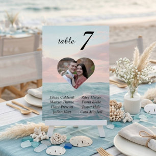 Beach Wedding Heart Foto Tischnummer