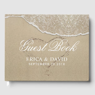Beach Wedding Heart in the Sand Elegante Gästebuch