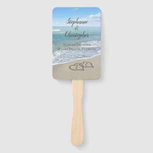 Beach Wedding Hearts im Sand Elegant Fächer