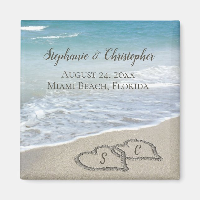 Beach Wedding Hearts in the Sand Elegant Magnet (Vorne)