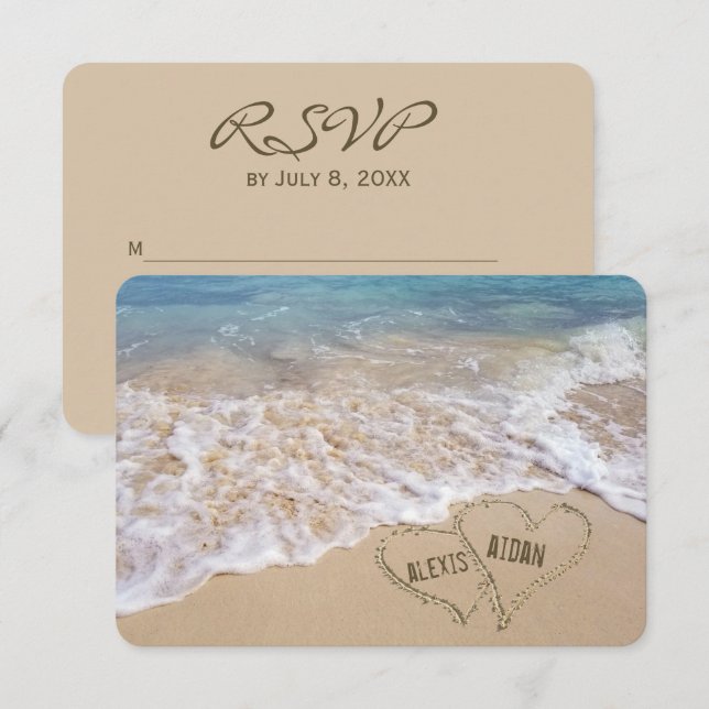 Beach Wedding Hearts UAWG Einladung (Vorne/Hinten)