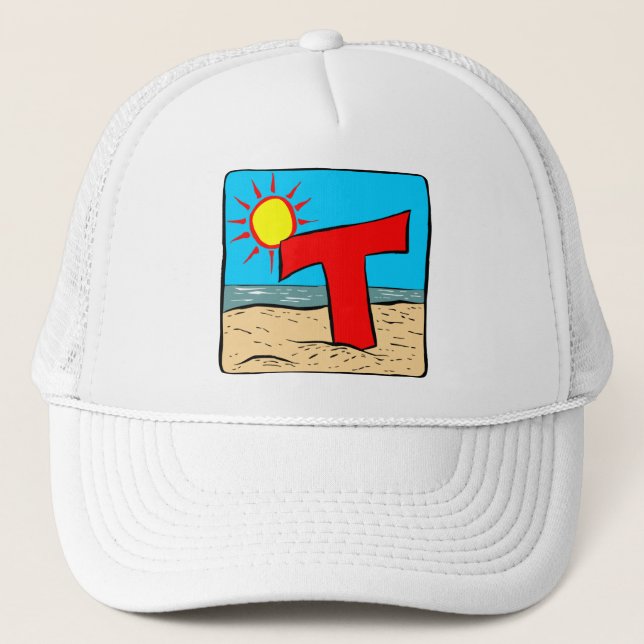 Beach Wedding Ideen Letter T Truckerkappe (Vorderseite)