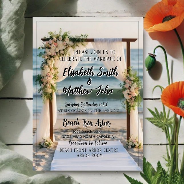 Beach Wedding Invitation – Elegant Coastal Design  Einladung (Von Creator hochgeladen)