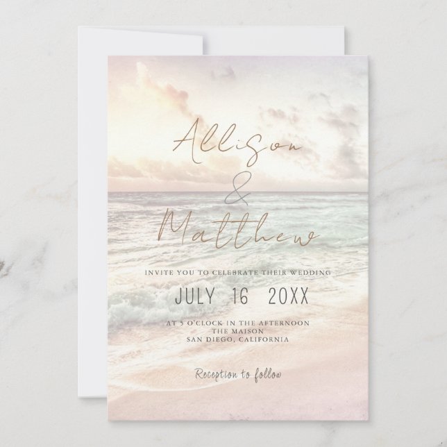 Beach Wedding Invitation Seaside/Oceanside Wedding (Devant)