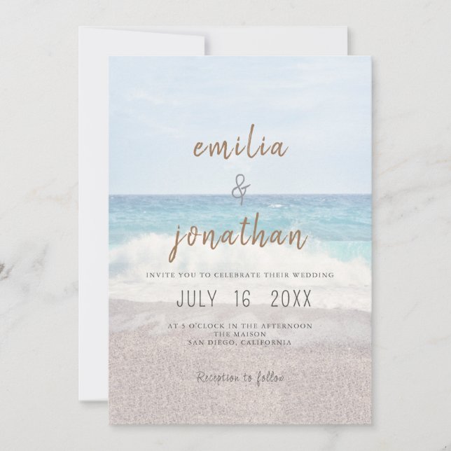 Beach Wedding Invitation Seaside/Oceanside Wedding Einladung (Vorderseite)