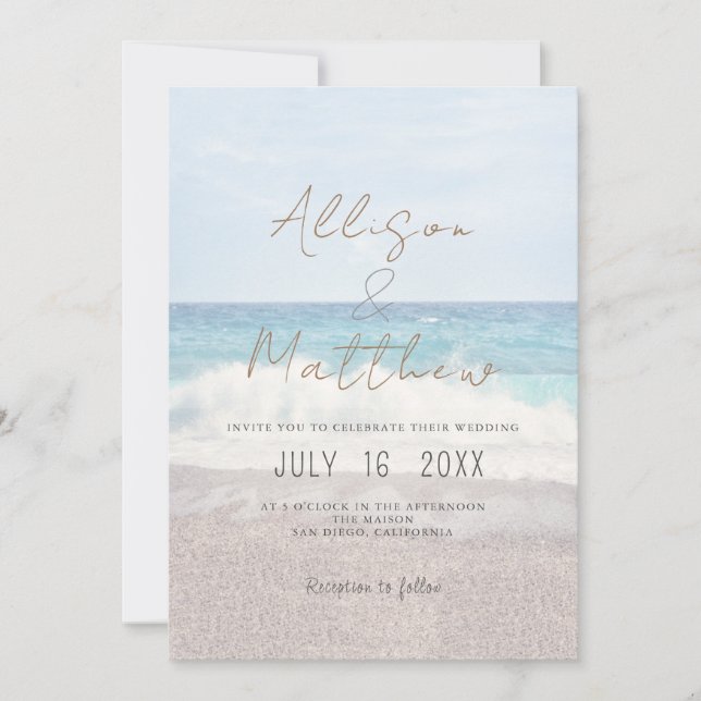 Beach Wedding Invitation Seaside/Oceanside Wedding Einladung (Vorderseite)