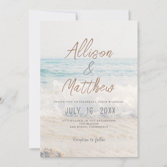 Beach Wedding Invitation Seaside/Oceanside Wedding Einladung (Vorderseite)