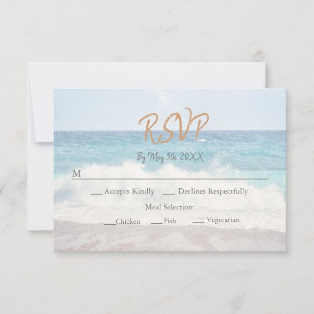 Beach Wedding Invitation Seaside/Oceanside Wedding RSVP Karte (Vorderseite)