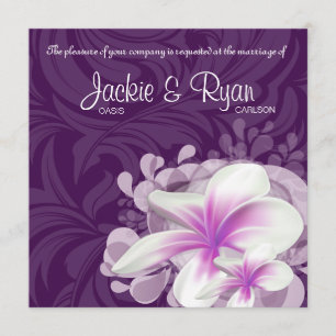 Beach Wedding Invite Plumeria Blume Lila Blätter Einladung