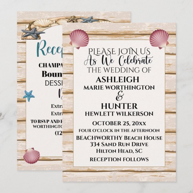 Beach Wedding / Jedes Anlasses Einladung Version 2 (Vorne/Hinten)