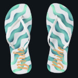 Beach Wedding Marine Bride Summer Flip Flops<br><div class="desc">Hochzeitskippen für die Hochzeit im Sommer oder die Hochzeit am Strand für die Braut. Abstrakt türkisfarbene Wellen auf weißem Hintergrund mit Brauttypografie. Ein moderner und trendiger dreh-Flop mit abstrakten Wellen. Ideal für Ihre Sommerhochzeit am Strand. Sie können den Text ändern oder löschen.</div>