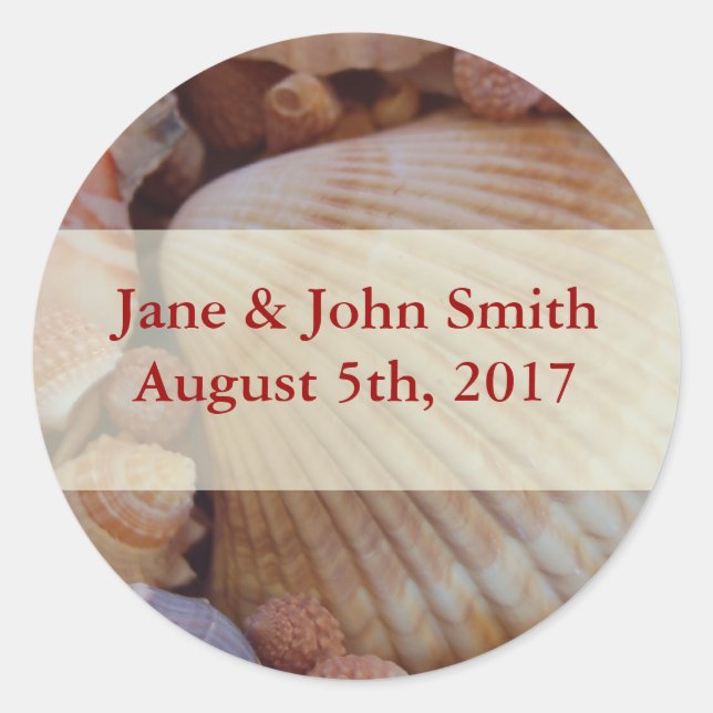 Beach Wedding Multicfarbred Seashell Stickers (Vorderseite)