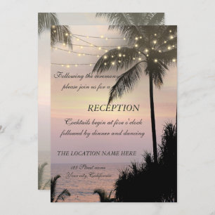 Beach Wedding Palms Sunset Empfang Einladung
