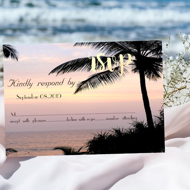 Beach Wedding Palms Sunset UAWG Einladung (Von Creator hochgeladen)
