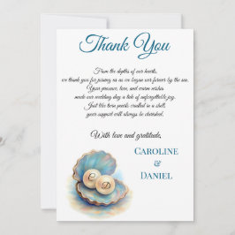 Beach Wedding Pearls Muschel Elegantes Ocean Thema Dankeskarte