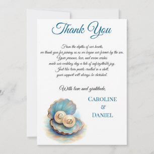 Beach Wedding Pearls Muschel Elegantes Ocean Thema Dankeskarte