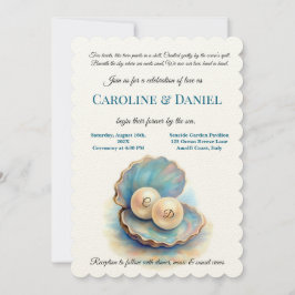 Beach Wedding Pearls Muschel Elegantes Ocean Thema Einladung