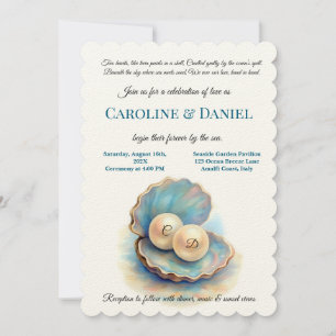 Beach Wedding Pearls Muschel Elegantes Ocean Thema Einladung