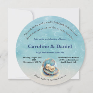 Beach Wedding Pearls Muschel Elegantes Ocean Thema Einladung