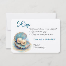 Beach Wedding Pearls Muschel Elegantes Ocean Thema RSVP Karte