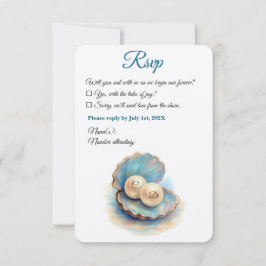 Beach Wedding Pearls Muschel Elegantes Ocean Thema RSVP Karte