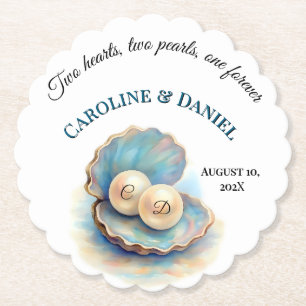 Beach Wedding Pearls Muschel Elegantes Ocean Thema Untersetzer
