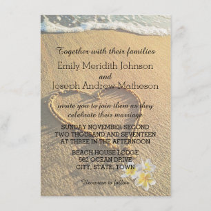 Beach Wedding Plumeria / Frangipani Sand and Sea Einladung