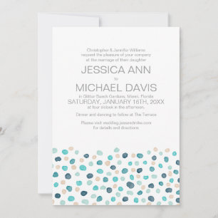 Beach Wedding Polka Dots Wasserfarbe Moderner Einl Einladung