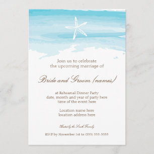 Beach Wedding Probe Dinner Starfish & Sea Einladung