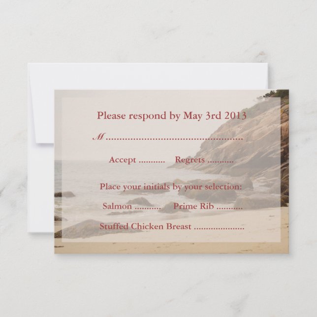 Beach Wedding Repair Cards - Rocky Beach RSVP Karte (Vorderseite)