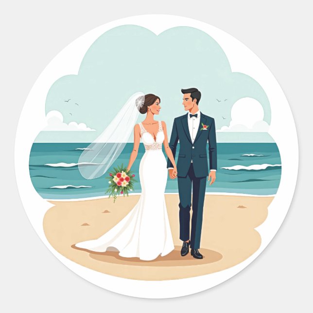 Beach Wedding Romance Sticker (Vorderseite)