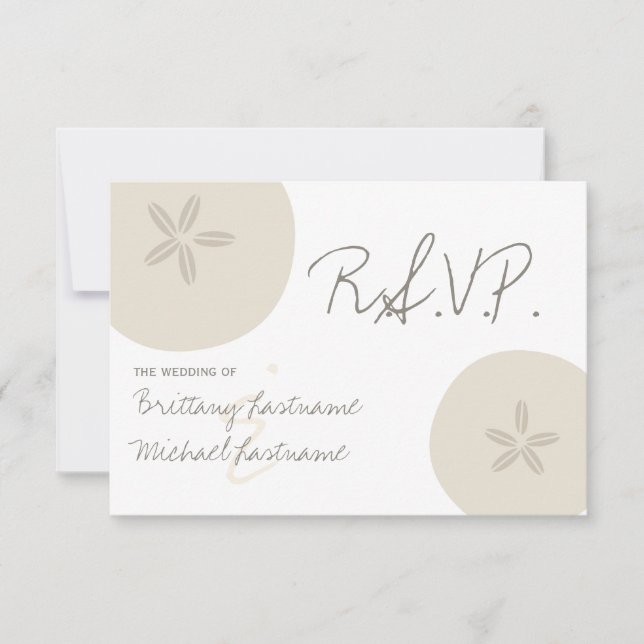 Beach Wedding Sand Dollar Wedding RSVP (Vorderseite)