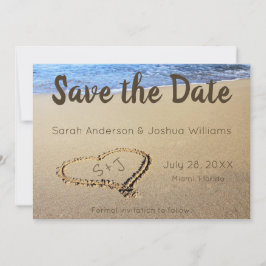 Beach Wedding Sand Heart Initials Save The Date
