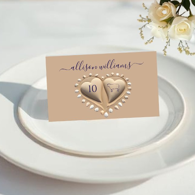 Beach Wedding Sand Hearts-Platzkarten-Meal Icons Tischnummer (Beach Wedding Sand Hearts-Place Cards-Meal Icons Table Number-meat)