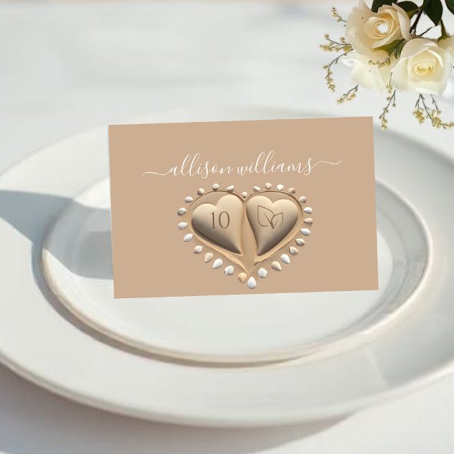 Beach Wedding Sand Hearts-Platzkarten-Meal Icons Tischnummer (Beach Wedding Sand Hearts-Place Cards-Meal Icons Table Number vegetarian)