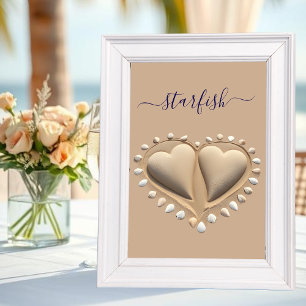 Beach Wedding Sand Hearts- Tischnummer