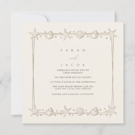 Beach Wedding Sand Seashell Einladung